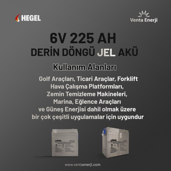 6V 225 AH DERİN DÖNGÜ JEL AKÜSÜ